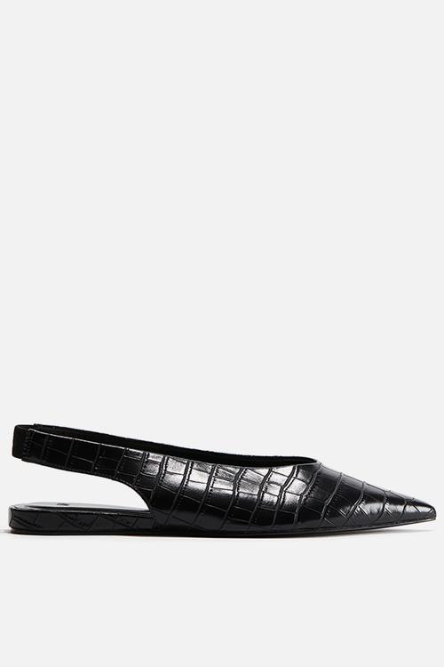 Pointed slingbacks - black crocodile pattern