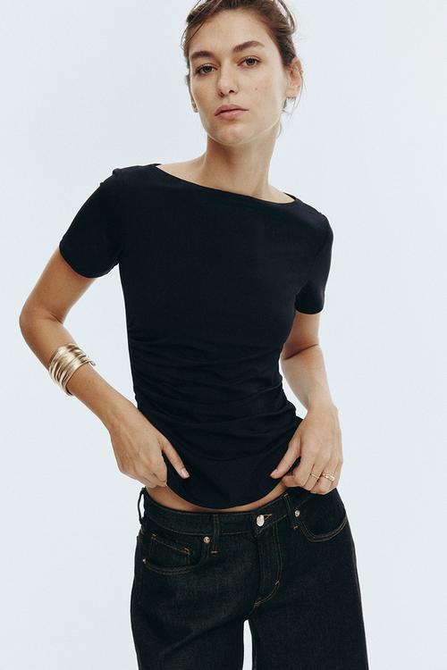 Ruched top - black