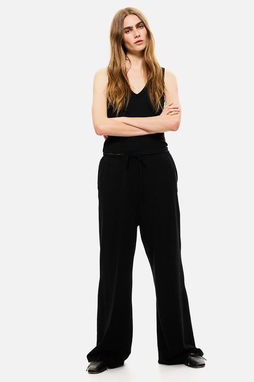 Cotton drawstring trousers - black