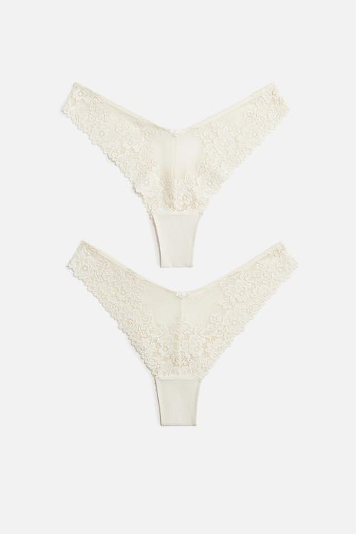 2-pack lace brazilian briefs - cream