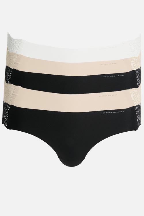 Party Pants Seamless G String 5 Pack - Black/Black/Frappe/Frappe/Cream