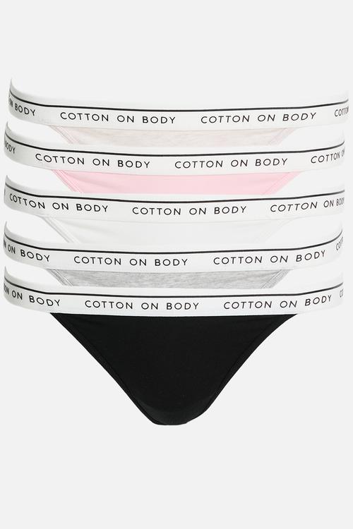Branded Cotton Tanga G String Brief 5Pk - multi