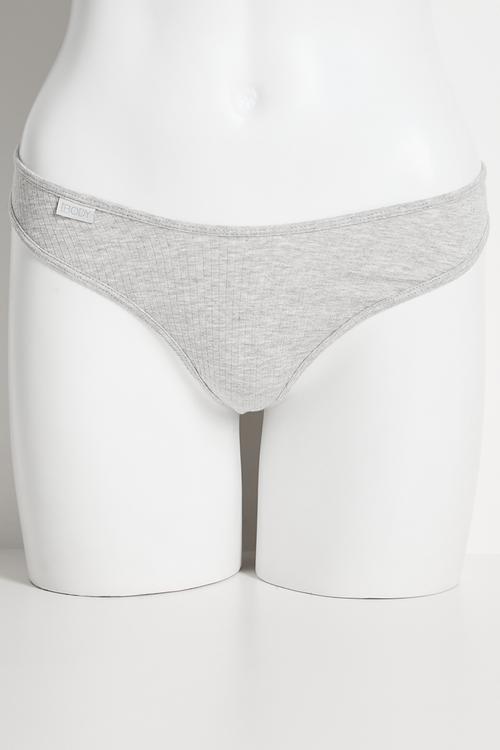 Organic Cotton Rib G String Brief - Grey Marle