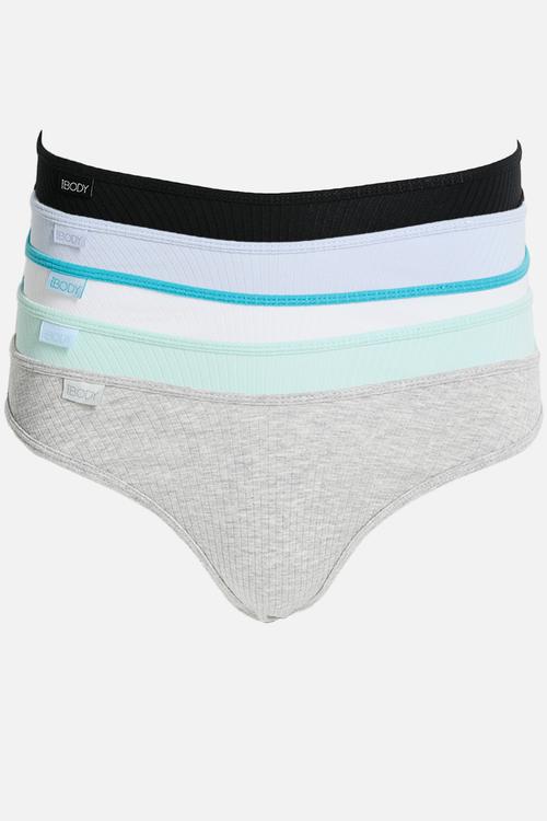 Organic Cotton Rib Cheeky Brief 5 Pck - multi