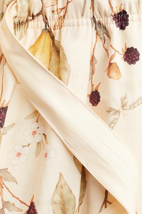 Wide tie-belt trousers - ight beige/floral