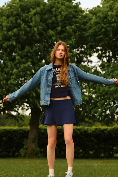 Pleated scuba skort - dark blue