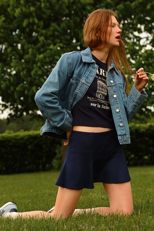 Pleated scuba skort - dark blue