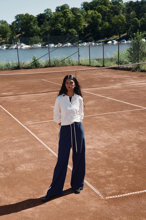 Wide drawstring trousers - dark blue