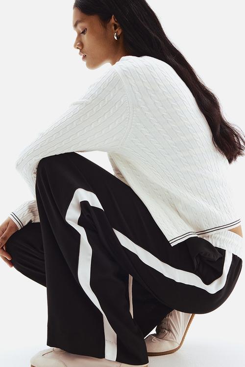 Wide drawstring trousers - black