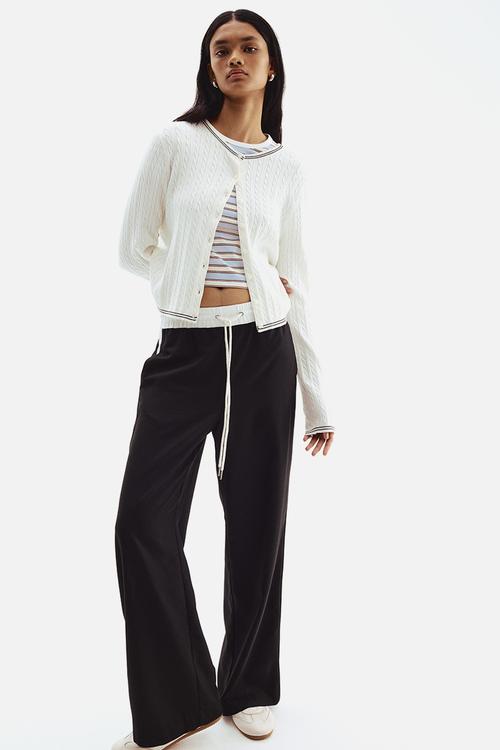 Wide drawstring trousers - black