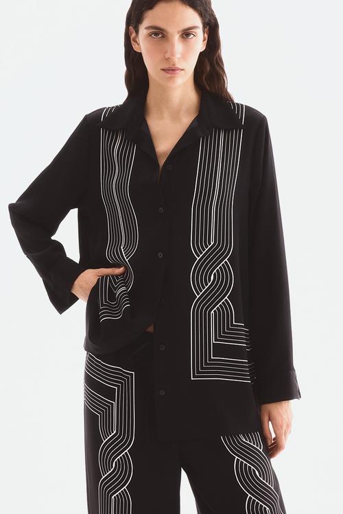 Oversized printed shirt - black patterned