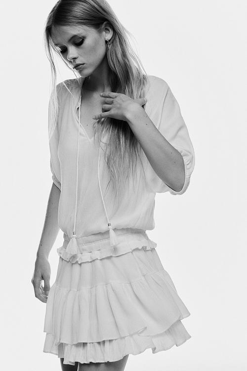 Frill-trimmed dress - white
