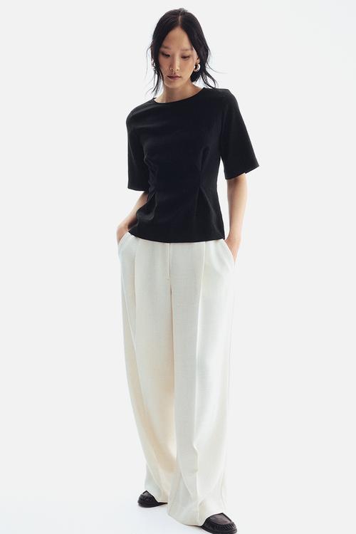 Waisted blouse - black