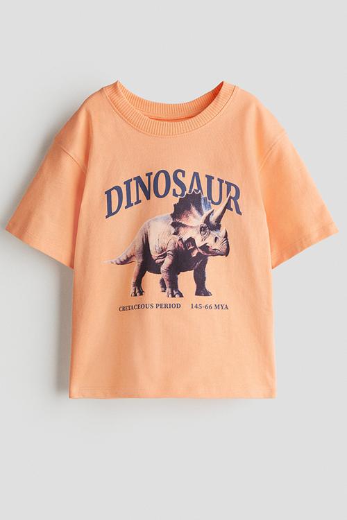 Printed T-shirt - orange dinosaur