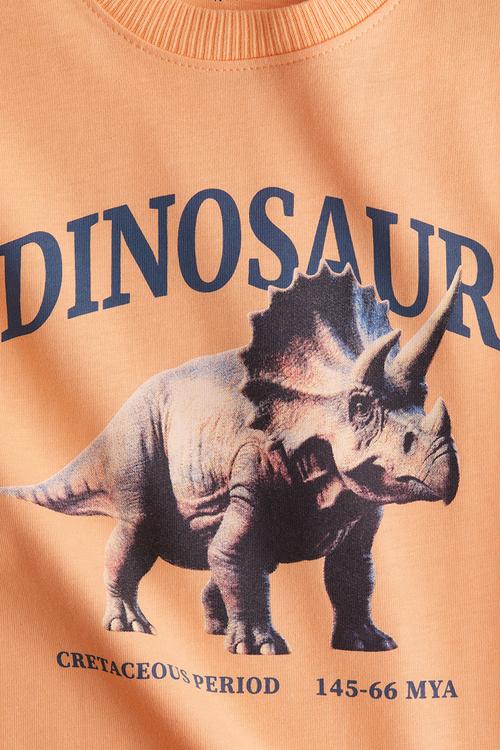 Printed T-shirt - orange dinosaur