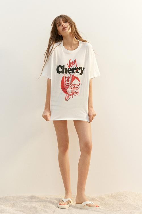 Oversized printed T-shirt - white/coca-cola