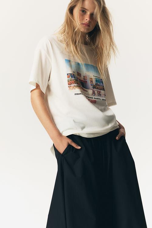 Oversized printed T-shirt - white,multi
