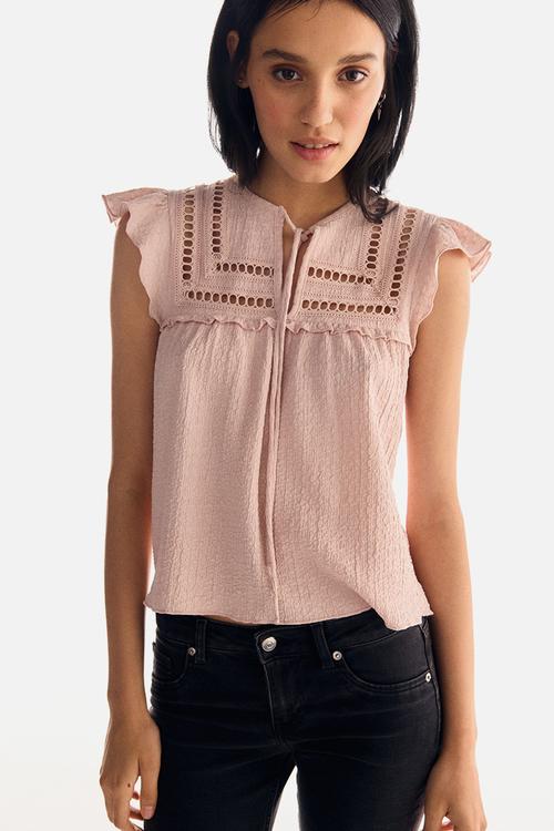 Textured jersey top - light pink