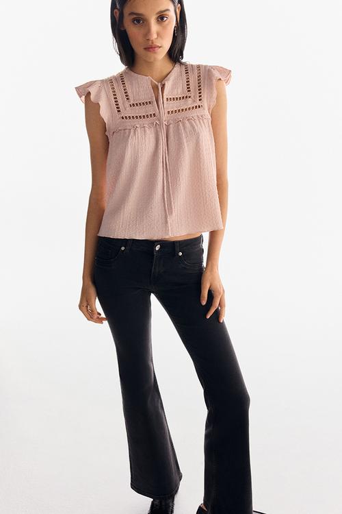 Textured jersey top - light pink