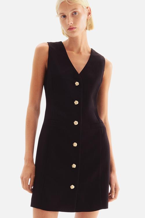 Button-front dress - black