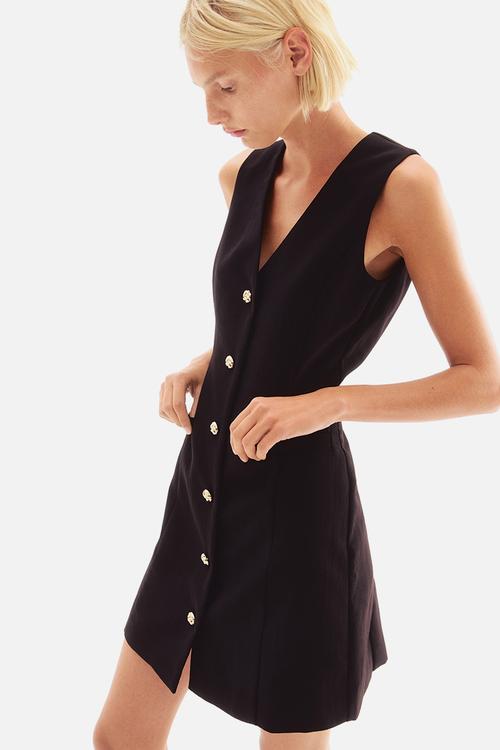 Button-front dress - black