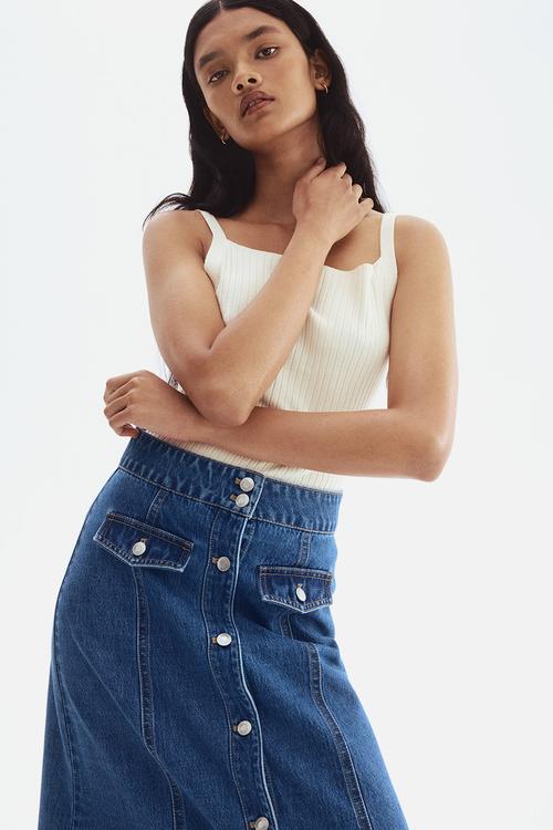 A-line denim skirt - denim blue
