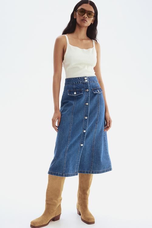 A-line denim skirt - denim blue