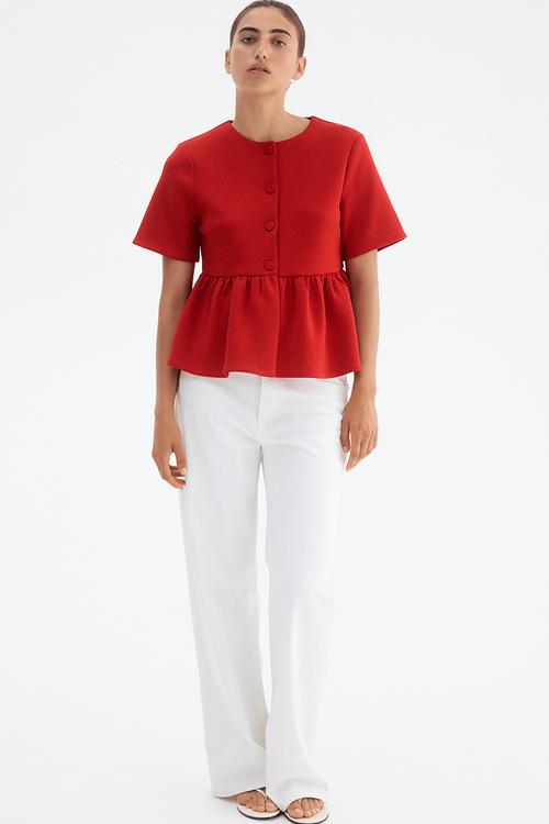 Scuba peplum top - red