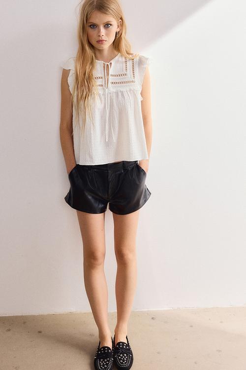 Textured jersey top - white
