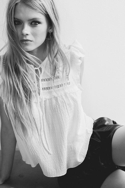 Textured jersey top - white
