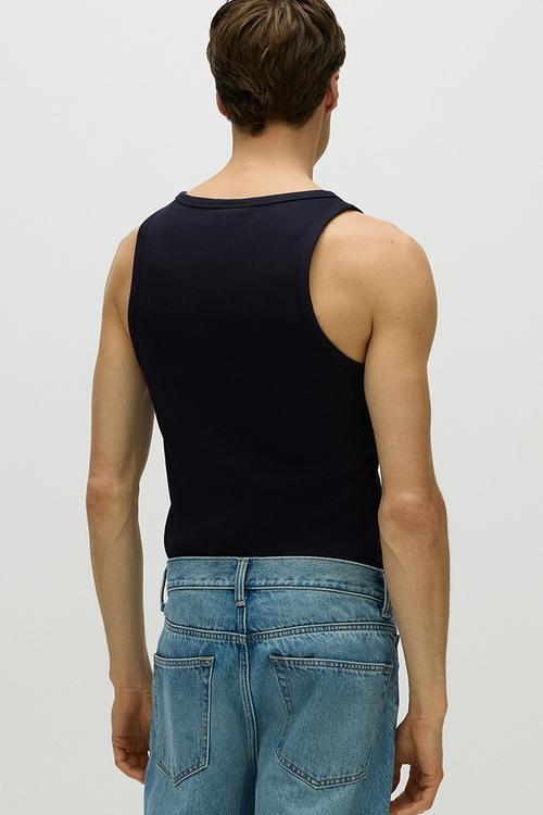 Slim fit ribbed vest top - navy blue