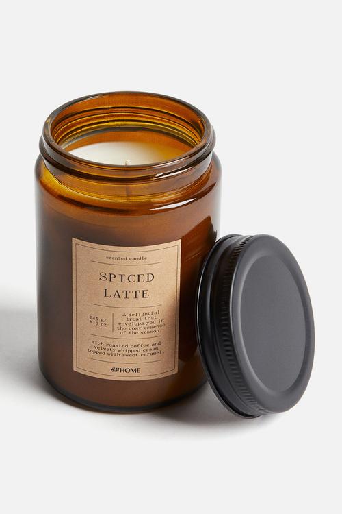 Small scented candle in glass holder - spiced latte