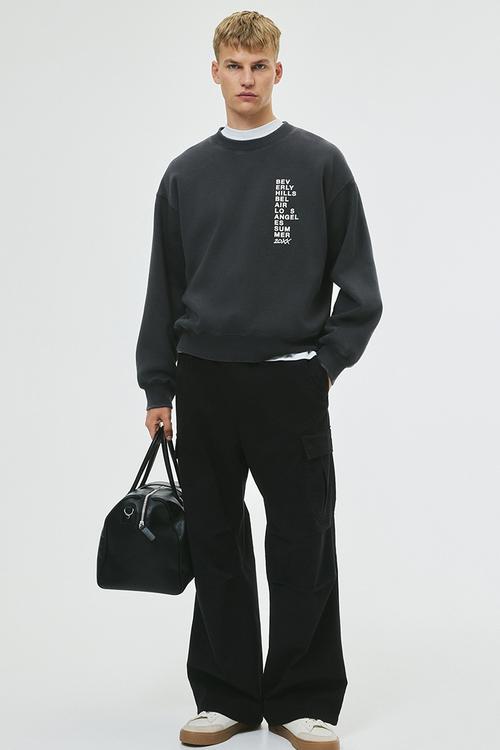 Loose fit printed sweatshirt - dark grey beverly hills