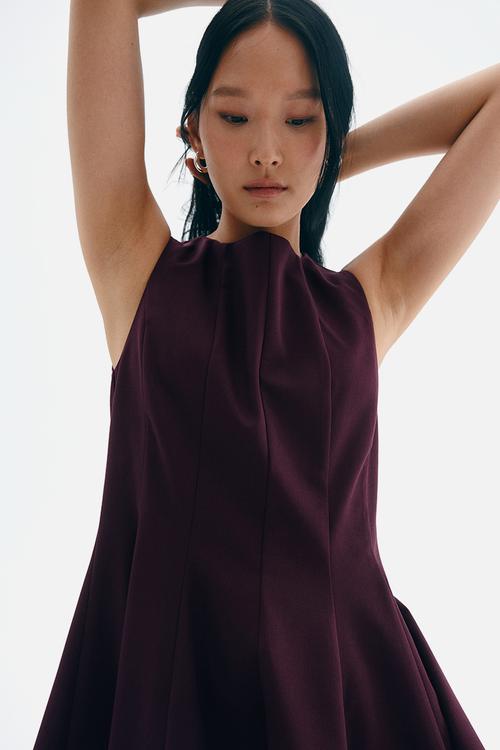 Flared-skirt dress - burgundy
