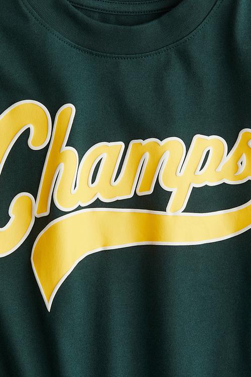 Printed cotton T-shirt - dark green champs