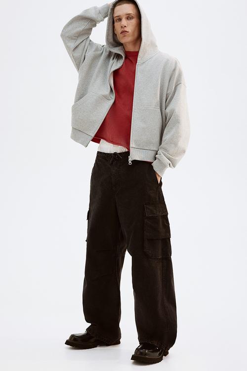 Oversized fit zip-through hoodie - grey