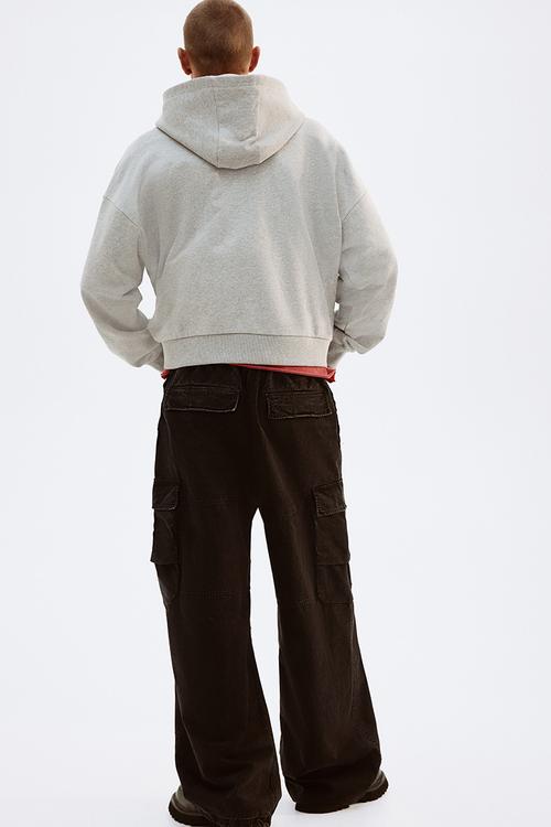Oversized fit zip-through hoodie - grey