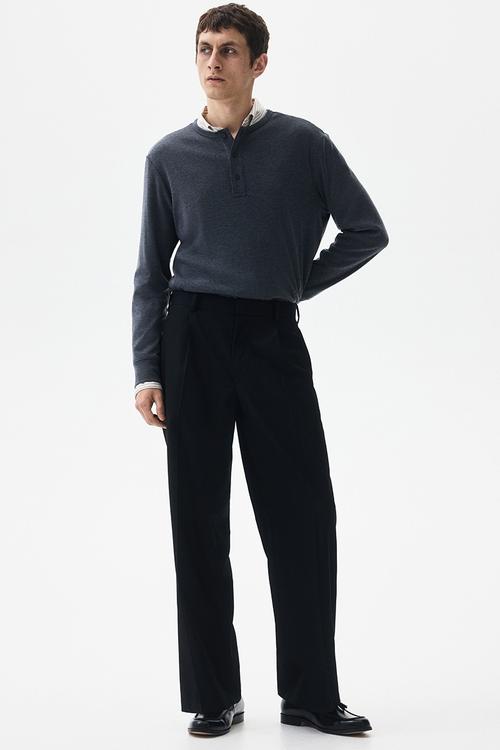 Loose fit tailored trousers - black