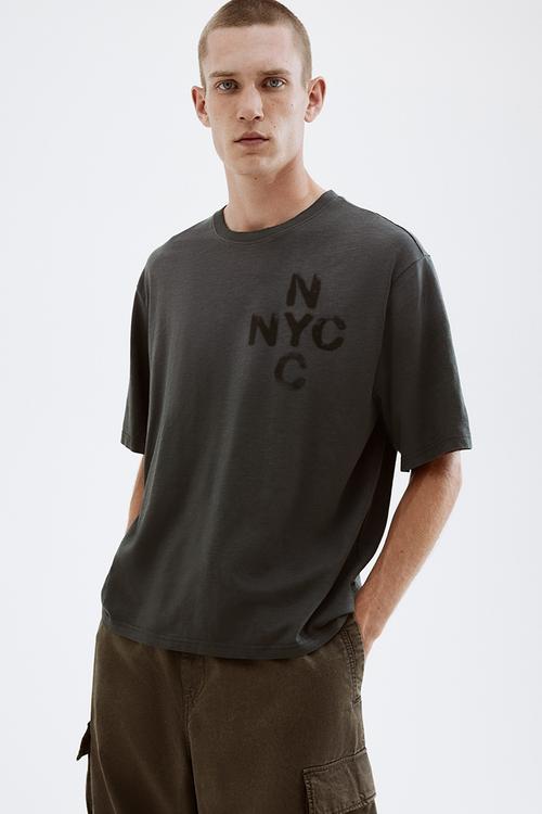 Oversized fit t-shirt - washed grey & nyc