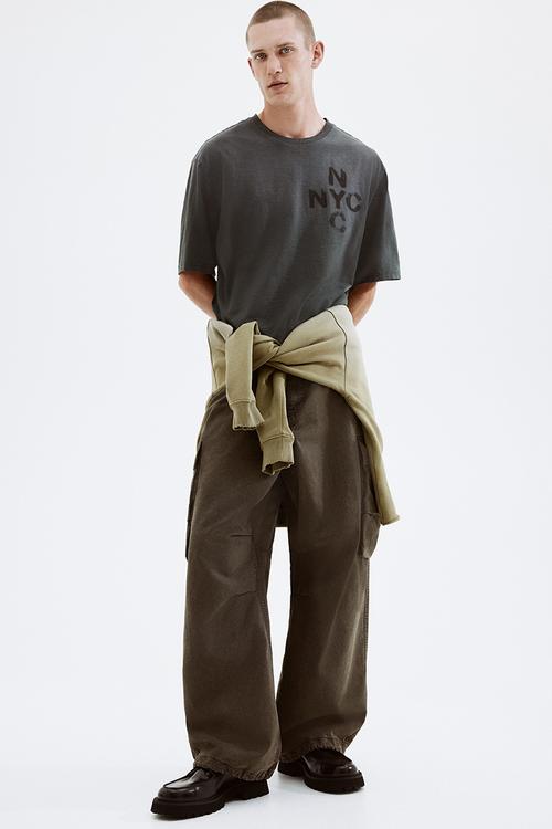 Oversized fit t-shirt - washed grey & nyc