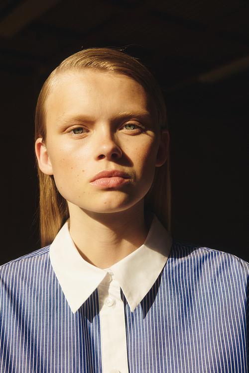 Oversized poplin shirt - blue/white striped