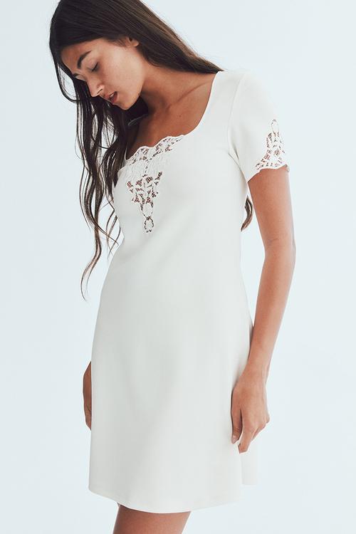 Embroidery-detail dress - white