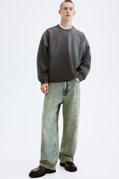 Oversized fit washed sweatshirt - grey ombre