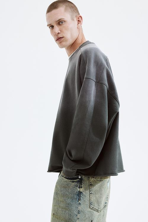 Oversized fit washed sweatshirt - grey ombre