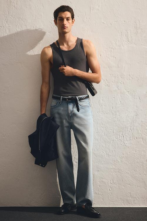 Slim fit ribbed vest top - dark grey
