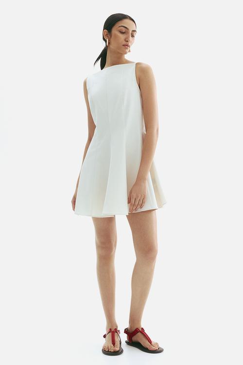 Flared-skirt dress -  cream