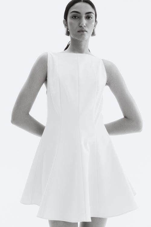 Flared-skirt dress -  cream