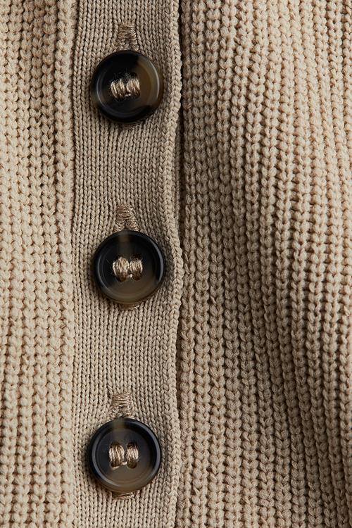 Rib-knit peplum vest top - beige