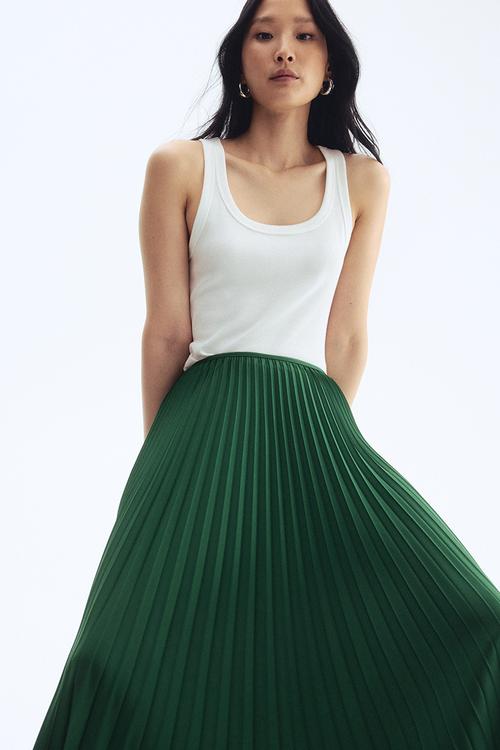 Pleated skirt - dark green
