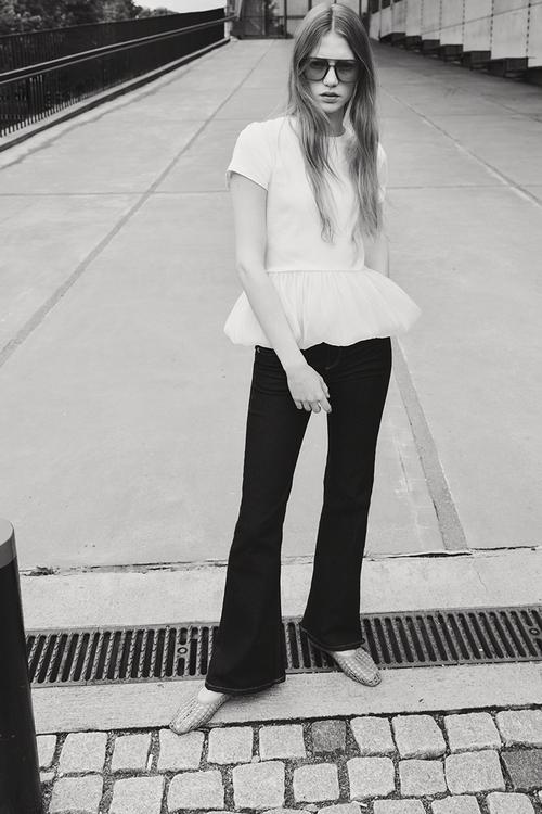 Bubble-hem top - white